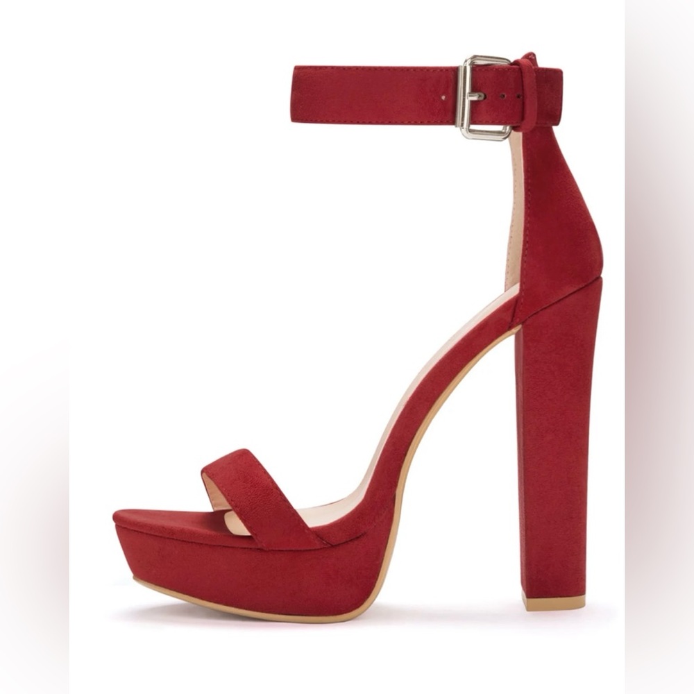 Allegra K Suede Red Block Heels 5” Size 7